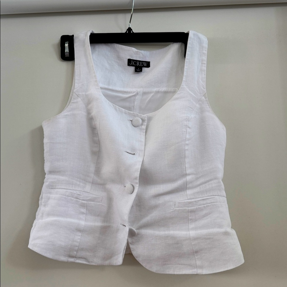 J. Crew Scoopneck Linen Blend Vest White Size S